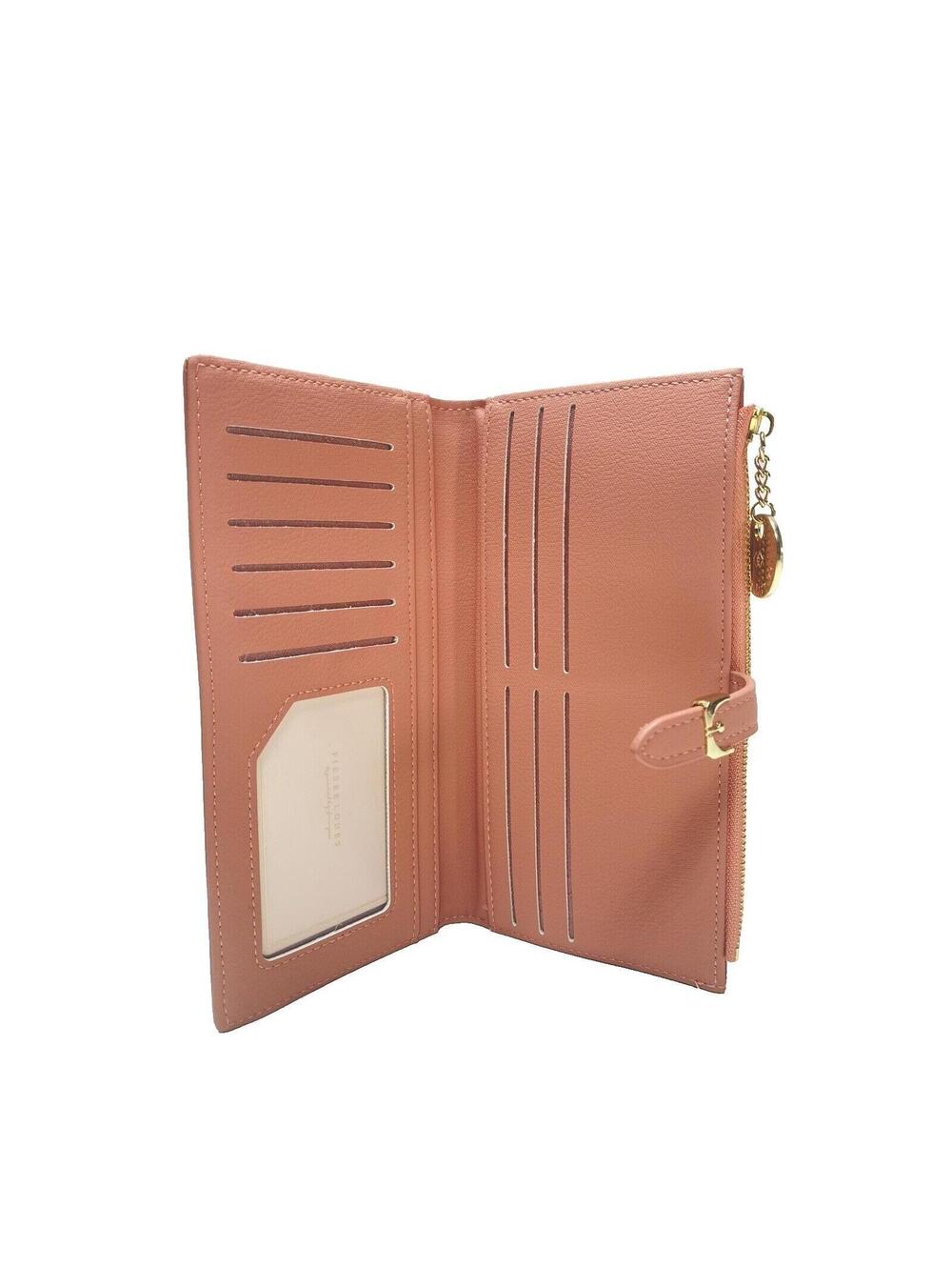 Womens Pink Wallet Brand New Lots of Card Slots Zippered Coin Pocket Stylish - Picture 2 of 9